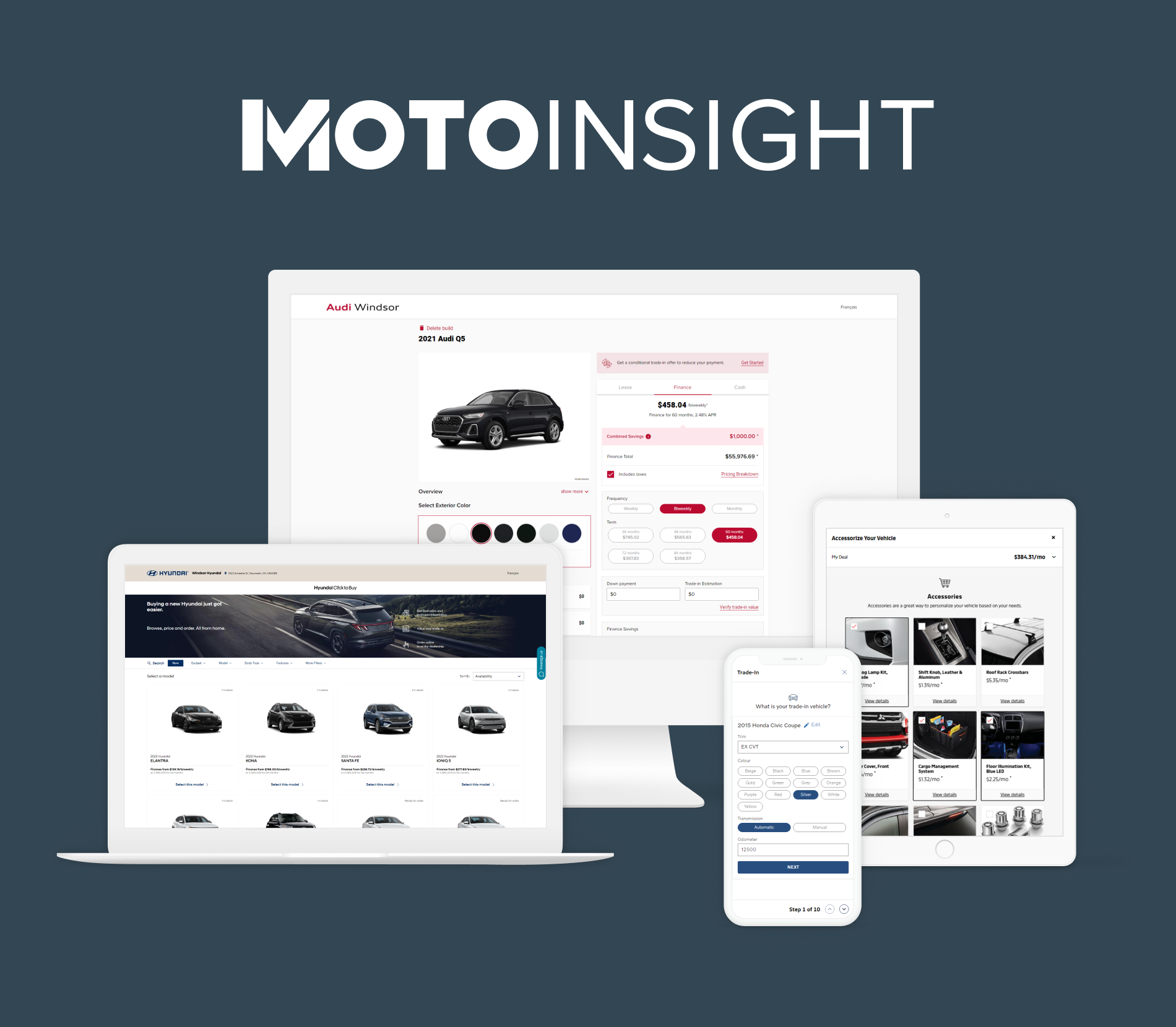 MotoCommerce screens from dealerships and OEMs