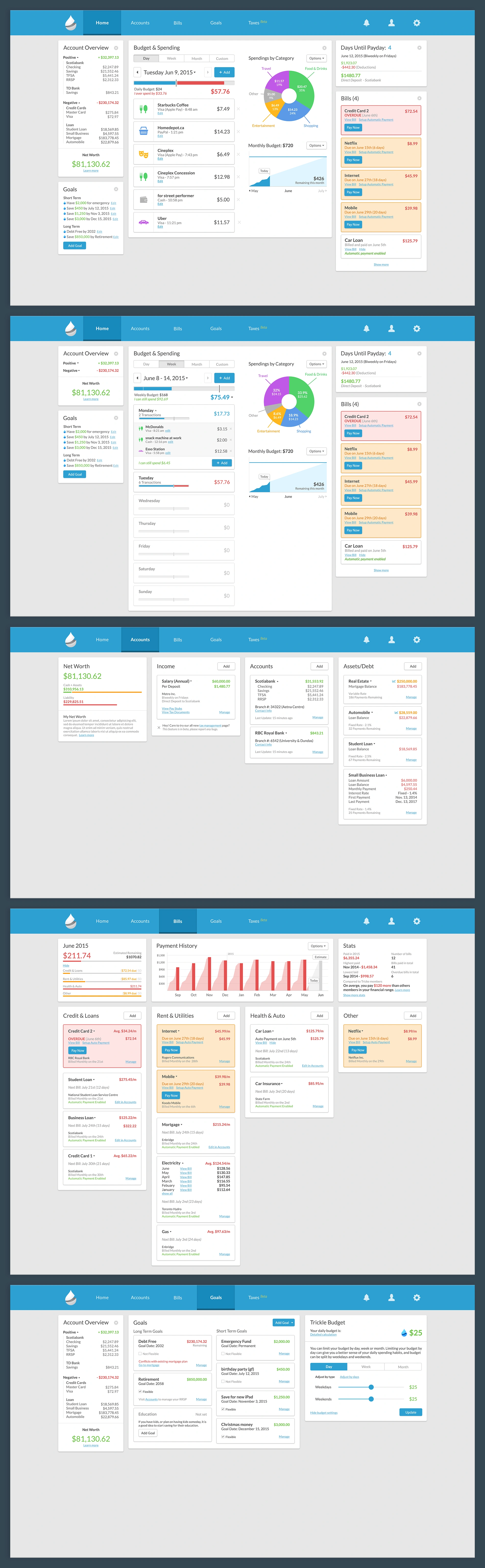 Trickle Web Mockups